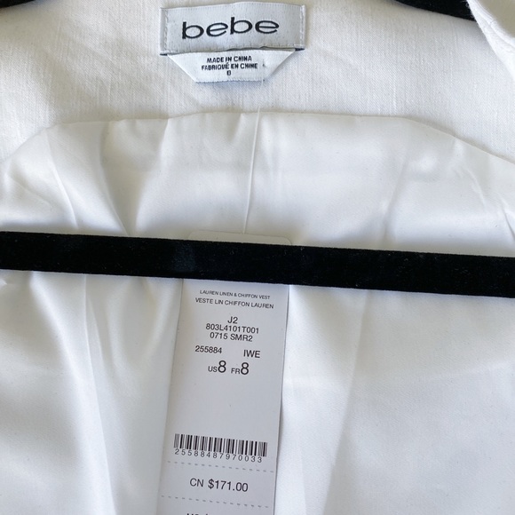 Bebe  Linen Vest & Chiffon duster (white) Size 8 - Picture 11 of 11